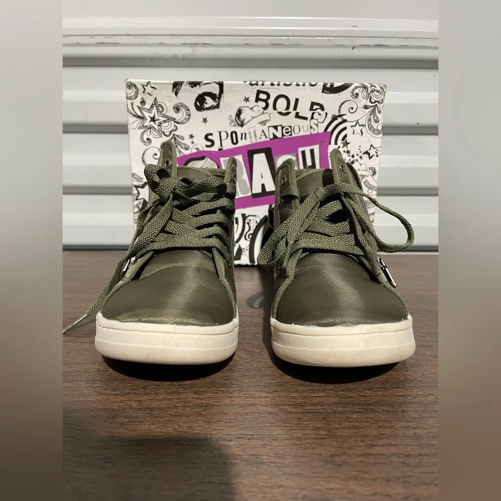 Brash Shoes "Cassidy" Olive Green Military Style Emoji Women's Shoes, Size 7.5 - Picture 12 of 13